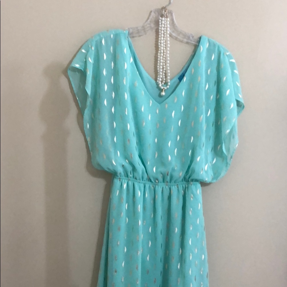 Light green with gold detail - medium dress